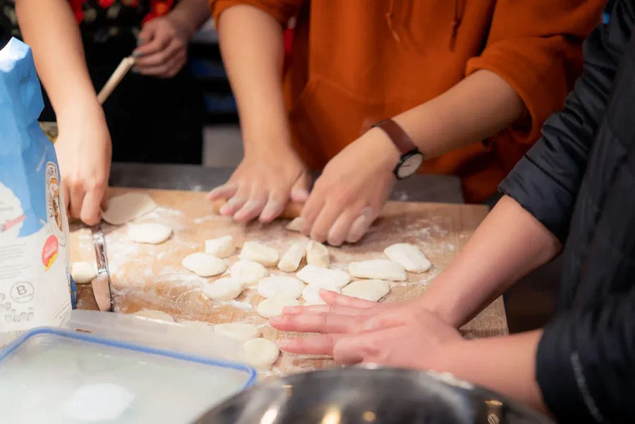 Making dumplings for Lunar New Year, Feb 2019